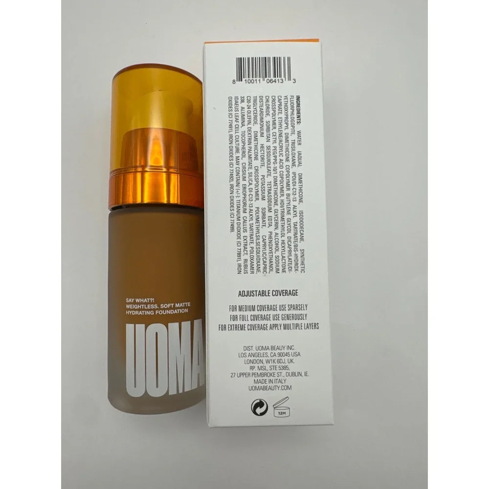 UOMA BEAUTY SAY WHAT?! Weightless Soft‎ Matte Foundation Brown Sugar T1W BNIB